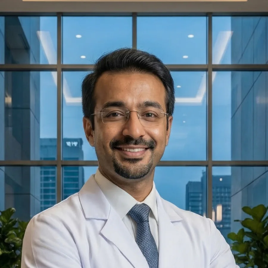 Dr. Hasan Burak İşleyen beyaz önlükle